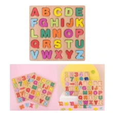 Brinquedo de Encaixar de Madeira Infantil Alfabeto Colorido Educativo