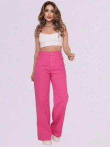 BNB Women's Wide Leg Jeans High Waist Elegant Outfits Premium Twill - 賓治酒 - 查看 3