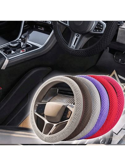 Dehnbarer Lenkrad-Bezug, warm im Winter, kühl im Sommer, Universalgröße. Hergestellt aus super weichem, atmungsaktivem Mikrofaser-Iceshiking, rutschfest, geruchlos, tragbar