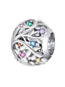 1 件时尚 925 纯银无限生命之树串珠适合女士手链手镯 DIY 珠宝制作和日常服装搭配珠宝装饰适合女孩 - 銀色 - 查看 16