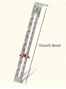 1 件金属裁缝尺 - 适用于布料、拼布和裁缝项目的精密测量工具，带红色滑块和银灰色主体 - 彩色 - 查看 10