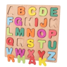 Brinquedo de Encaixar de Madeira Infantil Alfabeto Colorido Educativo