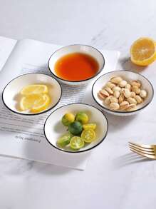 8/6/4pcs Ceramic Round Small Dishes, Elegant High-End Plates For Afternoon Tea, Dipping Sauce, Condiment, Appetizer, Home Kitchen, Microwave Friendly