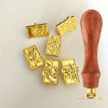 Set de ștampile din metal din 6 bucăți cu ceară florală cu 1 mâner detasabil din lemn - vintage și elegant, perfect pentru invitații de nuntă, petreceri de aniversare și împachetare cadouri