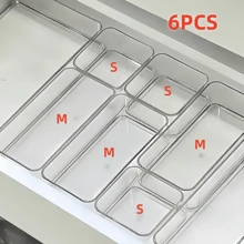 6/7pcs Transparent Drawer Organizer Boxes, Cosmetic Storage Boxes, Desktop Divider Organizers For Makeup, Office Supplies And Misc Storage Summer Goods For Women Storage Organizer Gift