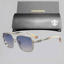 CHARMLIBRARY 2025 New Fashion Retro Pilot Luxury Titanium Fashion Glasses For Men, High Quality Brand Outdoor Driving Fashion Glasses With Rhombus Pattern, Luxury Retro Fashion Casual Tortoiseshell Fashion Glasses With Black Frame And Gold Decoration, Includes Fashionable Glasses Case And Cleaning Cloth For Summer Beach Vacation,Outdoor,Travel
