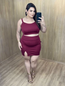 Women's Plus Size Set Skirt And Cropped Crepe Knit Casual Basic Elegant Luxury Summer Fits 46 To 52