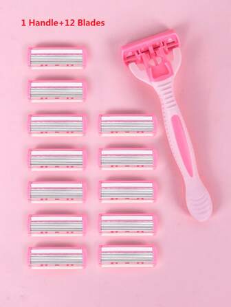 6-Layer Stainless Steel Blades With Anti-Slip Handle, Women's Manual Hair Removal Razor For Underarm & Leg Hair