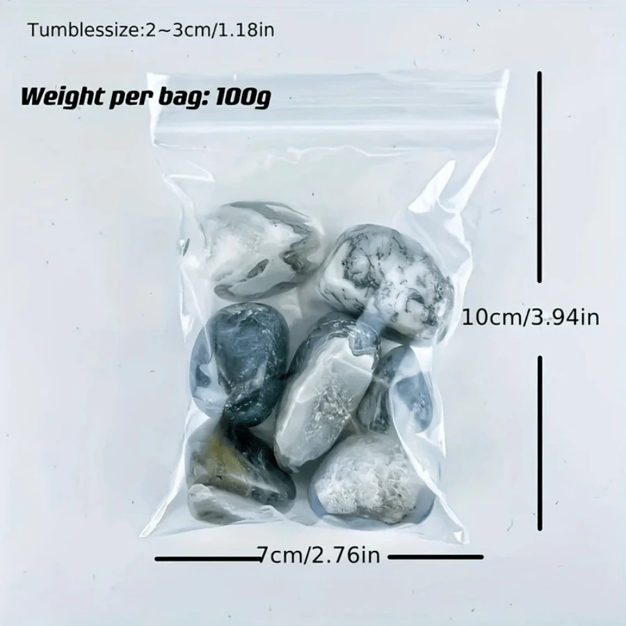 100g Polished Moss Agate Tumbled Stones - Decorative Stones For Aquarium And Home Decor With Unique Pattern - Mint Green - View 1