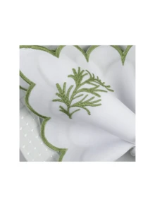 12-Piece American Game Kit With 6 Embroidered Placemats (50cm X 35cm) And 6 Napkins (35cm X 35cm) Table Set - Rosemary - View 2