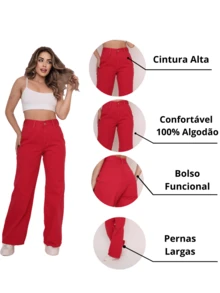 BNB Women's Wide Leg Jeans High Waist Elegant Outfits Premium Twill - 玫紅色 - 查看 4