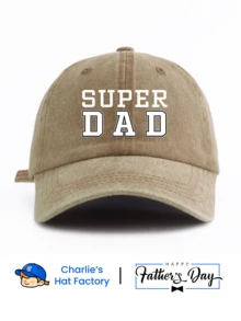 1 Pc SUPER DAD Print Washed Baseball Cap, Classic Casual Stylish Vintage Soft Sweatband Adjustable Size Lightweight Versatile Dad Hat, Suitable For Outdoor Sports Daily Wear Party Vacation Perfect As Fathers Dad Gift For Grandpa Father Hubby And Friends - SUPER DAD - View 12