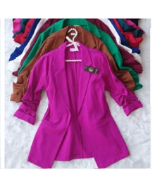 Blazer diferentes colores,  Manga Plisada, Primavera, Elegante, Jovial, Casual - Morado Violeta - Ver 2