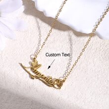 1pc Personalized Floral Name Necklace, Gold/Silver Rose Flower Custom Name Necklace, Proof Of Love, Wedding Gift, For Lover, Parents, Friends, Bestie, Christmas Gift - Gold - View 1