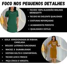 Vestido Feminino Midi Gola Redonda Fenda Lateral Moda Evangélica - Verde Escuro - Visão 6