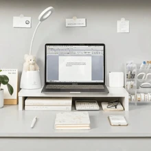 1pc Desktop Computer Riser, Office Desk Storage Organizer Rack For Monitor, Makeup, Blind Box Display, Dorm Table Decor