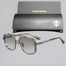 CHARMLIBRARY 2025 New Fashion Retro Pilot Luxury Titanium Fashion Glasses For Men, High Quality Brand Outdoor Driving Fashion Glasses With Rhombus Pattern, Luxury Retro Fashion Casual Tortoiseshell Fashion Glasses With Black Frame And Gold Decoration, Includes Fashionable Glasses Case And Cleaning Cloth For Summer Beach Vacation,Outdoor,Travel