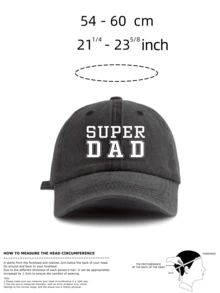 1 Pc SUPER DAD Print Washed Baseball Cap, Classic Casual Stylish Vintage Soft Sweatband Adjustable Size Lightweight Versatile Dad Hat, Suitable For Outdoor Sports Daily Wear Party Vacation Perfect As Fathers Dad Gift For Grandpa Father Hubby And Friends - SUPER DAD - View 4