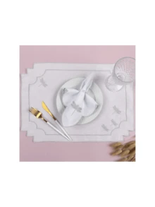 12-Piece American Game Kit With 6 Embroidered Placemats (50cm X 35cm) And 6 Napkins (35cm X 35cm) Table Set - Rosemary - View 1