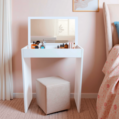 Penteadeira Com Espelho Camarim Escrivaninha Pequena Para Notebook Para Quarto Infantil Menina