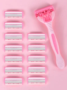 Cuchillas de acero inoxidable de 6 capas con mango antideslizante, maquinilla de afeitar manual para mujeres para el vello de las axilas y las piernas