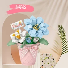 Cute Succulent Plant Pot Set, Terrarium Decoration, Including Blue Ice Lotus, Haworthia, Campanula, Giftware Sculpture, Creative Home DIY Decoration, Suitable For Valentine's Day, Spring Festival, School Opening Gifts, Interesting Blocks