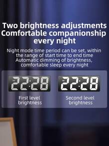 1pc Digital Alarm Clock, Night Light Mirror Display Desk Table Clock, LED Digital Time Temperature Display, Adjustable Brightness, Date Function, Rectangular Arch Crown, ABS Material, ≤36V Working Voltage (Battery Not Included) Room Decor Digital Clock Bedroom Decor Dormitory Decor Back To School Home Decor School Supplies