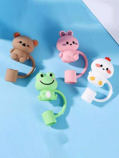 杯子吸管盖，动物造型吸管盖，硅胶吸管盖，适用于 30 和 40 盎司带手柄玻璃杯，10 毫米/0.4 英寸防尘可重复使用吸管盖，圣诞礼物