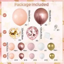 115pcs Rose Gold Pink Balloon Garland Set, Light Pink Gold Metallic Bare White Balloons Rose Gold Confetti Balloons For Bridal Shower Wedding Women Birthday Princess Party New Year Valentine's Day Decoration - Rose Gold - View 2