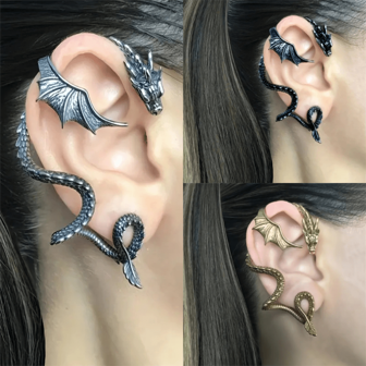 1pc Gothic Vintage Creative Wrap Around Dragon Design Fashion Bohemian Earrings, Personalized Earrings, Party Gift For Women