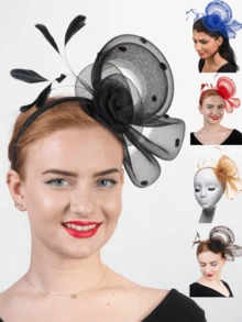 1pc Women's Headpiece, Kentucky Derby Hat, Church Hat, Headband Clip, Wedding Tea Party Racing Headpiece - Style a - View 9