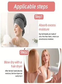 1pc Quick Dry Hair Towel, Women's Microfiber Hair Drying Cap - Bathroom Bath Towel And Shower Cap, Suitable For Long, Thick, Curly Hair - Super Soft Elastic Hair Wrap, Super Absorbent, Fast Drying - Mother's Day Gift, Travel, Vacation, Party Favors Bathroom Decor Summer Back To School