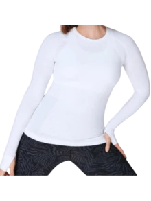 Athlete Seamless Workout Long Sleeve Top - White - View 3