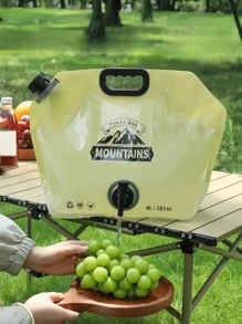 1 pièce Sac à eau pliable grande capacité 8L/270oz avec robinet pour extérieur, sac de stockage d'eau portable pour randonnée, camping, pique-nique, usage automobile