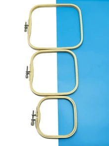 3 Sizes Adjustable Bamboo Square Embroidery Hoop - 5.43in, 6.89in, 8.58in, New Cross Stitch Embroidery Hoops Tool For Handmade DIY Crafts - Apricot - View 2