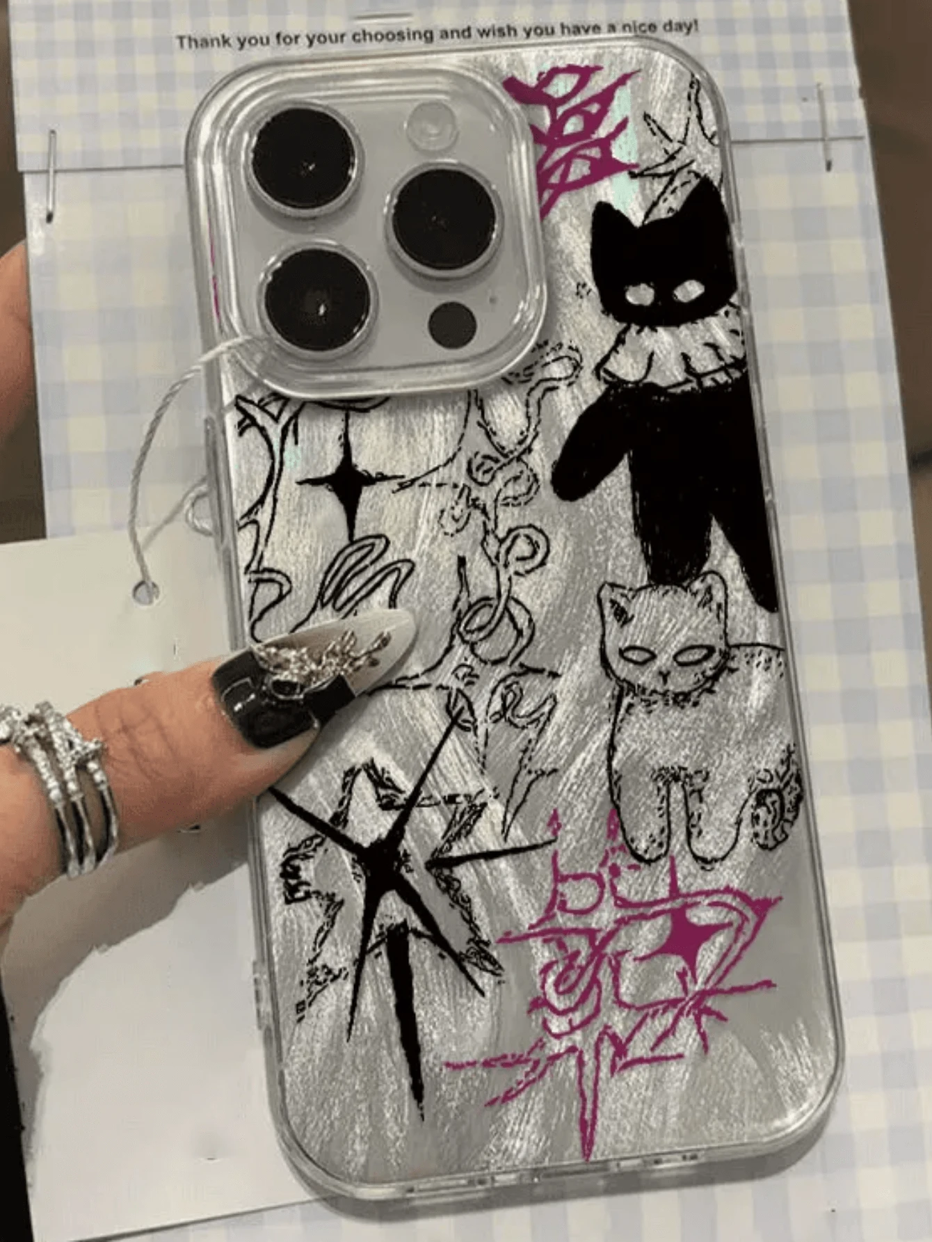 Cute Cool Cat Phone Case, Compatible With IPhone 17/16/15/14/13/12/11 Pro Max Plus, Y2K Abstract Pattern, Soft Protective Cover