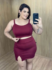 Women's Plus Size Set Skirt And Cropped Crepe Knit Casual Basic Elegant Luxury Summer Fits 46 To 52