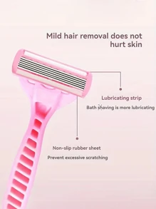 Cuchillas de acero inoxidable de 6 capas con mango antideslizante, maquinilla de afeitar manual para mujeres para el vello de las axilas y las piernas
