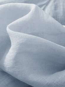 Women's Solid Color Asymmetrical Embroidery Casual Linen Blouse, Loose Fit For Spring And Summer - Blue - View 7