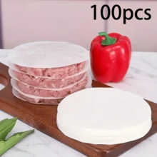 1pc Stainless Steel Burger Press And 100 Patty Separation Papers, Round Patty Maker For BBQ And Frying Pan, Meat Masher Tool For Grilling And Cooking, Meat Press, Burger Mold