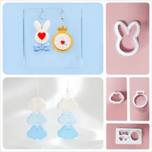 Cartoon Heart Rabbit/Cloud Shaped Polymer Clay DIY Earrings Jewelry Baking Cutting Mold - White - View 4