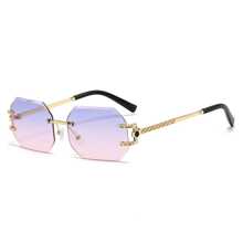 Stylish Oversized Gradient Fashion Sunglasses For Women Polygonal Frameless Fashion Sunglasses For Summer Beach Vacation,Outdoor,Travel