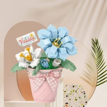 Cute Succulent Plant Pot Set, Terrarium Decoration, Including Blue Ice Lotus, Haworthia, Campanula, Giftware Sculpture, Creative Home DIY Decoration, Suitable For Valentine's Day, Spring Festival, School Opening Gifts, Interesting Blocks
