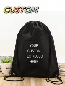 Personalized Image Logo Text. Solid Color Drawstring Closure On Shoulders, Polyester Gift Bag. Simple Style Gym Bag, Lightweight Pocket, Large-Capacity Multi-Functional Backpack Suitable For Boys, Girls Teenagers Daily Use, Going Out, Sports, Swimming Fitness. Customize Your Own Bag With Name, Letters, Lucky Numbers, Etc. Send Birthday Gifts To Friends Children, Commemorative Bags, Christmas Gifts, New Year - Multicolor - View 3