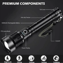 Super Powerful T9 P90/P50 Tactical Led Flashlight Strong Powerful Farm Site Camping Security - 白紅光 - 查看 2