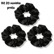 Kit20 Units Satin Scrunchies Elastic Hair Scrunchies - VARIOUS Colors - 20 hitam - View 3