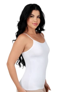 Kit 3 Women's T-Shirt Second Skin Comfort Thin Strap Casual T-Shirt Without Brand Tank Top - 粉紅色,米色和白色 - 查看 2