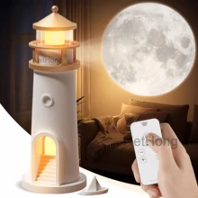 Moon Projector LightHouse Night Light Rechargeable LED Night Light Remote NEW - White - View 2