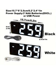 1pc Digital Alarm Clock, Night Light Mirror Display Desk Table Clock, LED Digital Time Temperature Display, Adjustable Brightness, Date Function, Rectangular Arch Crown, ABS Material, ≤36V Working Voltage (Battery Not Included) Room Decor Digital Clock Bedroom Decor Dormitory Decor Back To School Home Decor School Supplies