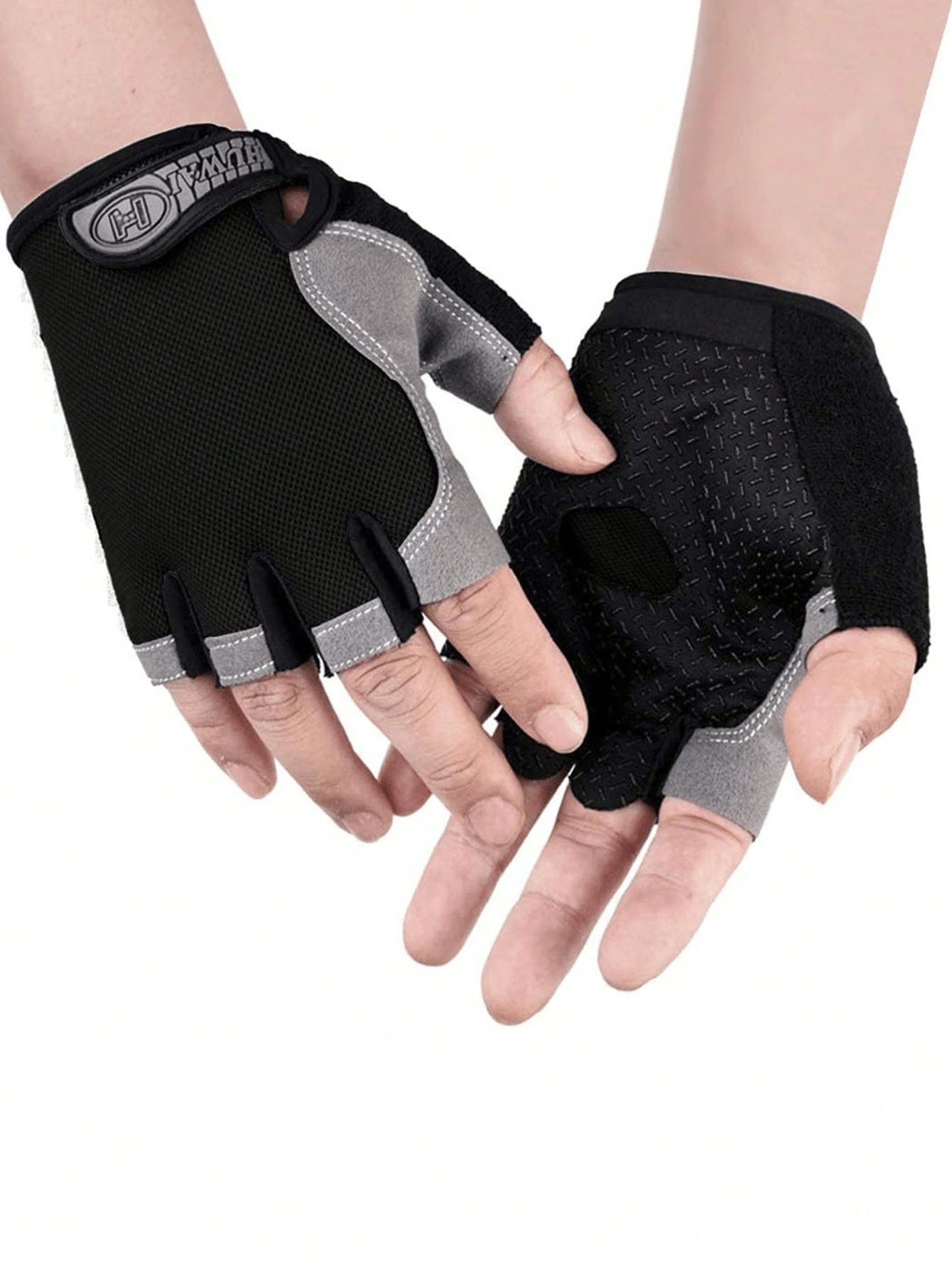 1pair Unisex Outdoor Sports Half Finger Gloves For Workout, Yoga, Cycling, Climbing, Driving,Suitable For Cycling,Riding Motorcycle And Skiing,Black Gloves - Black - View 1